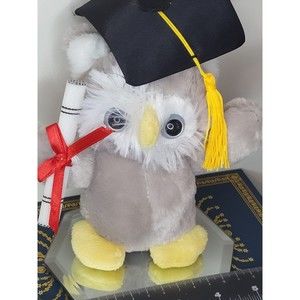 Graduating Owl plush 7" Dandee bird graduation cap with diploma